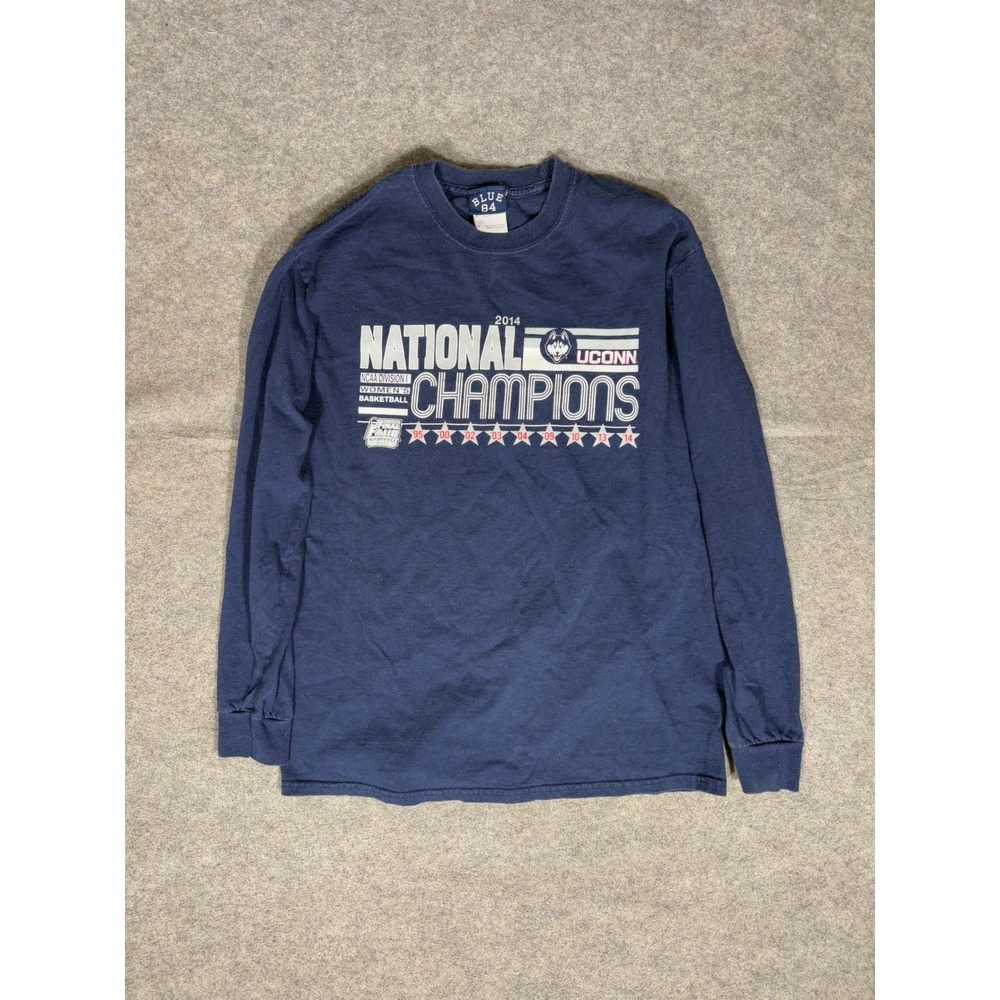 Blue 84 UConn Huskies 2014 National Champions Long Sleeve Shirt Mens Medium Navy